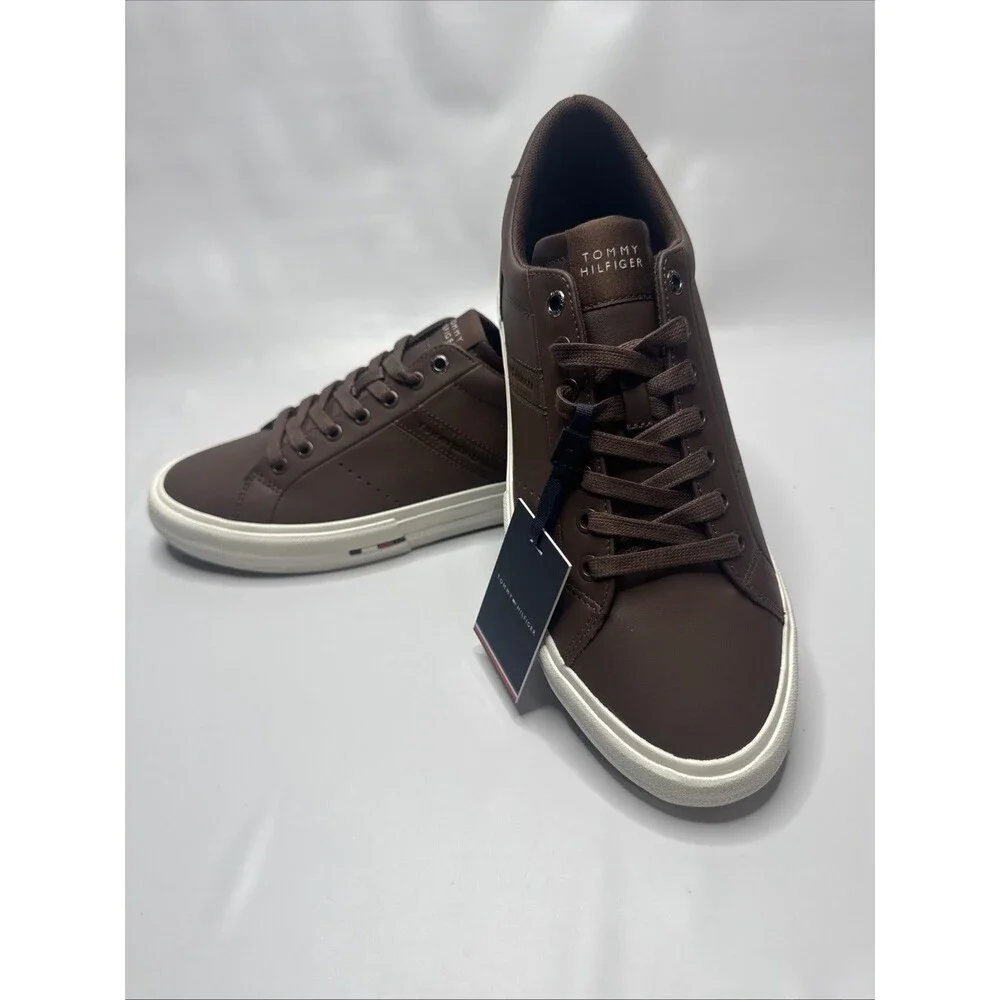 Tommy Hilfiger Lth Street Leather Low-Top Sneakers Cocoa Brown Mens Size 11 NWT